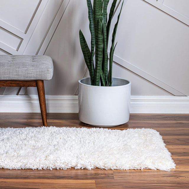 Pearl 2' 7 x 13' 1 Infinity Shag Runner Area Rug Thick Soft Touch Fluffy & Plush Shaggy Pile 100% Polypropylene With Jute Backing Solid Color Minimalist Carpet for Sale at Rug Engine