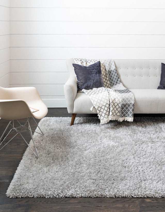 Ash 8' x 11' Infinity Shag Rectangle Area Rug Thick Soft Touch Fluffy & Plush Shaggy Pile 100% Polypropylene With Jute Backing Solid Color Minimalist Carpet for Sale at Rug Engine