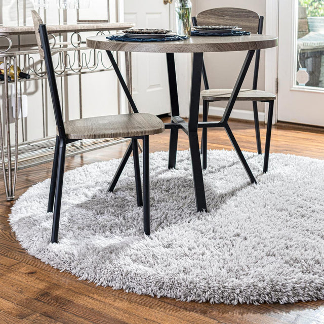 Ash 4' 1 x 4' 1 Infinity Shag Round Area Rug Thick Soft Touch Fluffy & Plush Shaggy Pile 100% Polypropylene With Jute Backing Solid Color Minimalist Carpet for Sale at Rug Engine