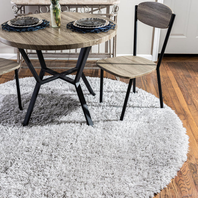 Ash 5' 1 x 5' 1 Infinity Shag Round Area Rug Thick Soft Touch Fluffy & Plush Shaggy Pile 100% Polypropylene With Jute Backing Solid Color Minimalist Carpet for Sale at Rug Engine