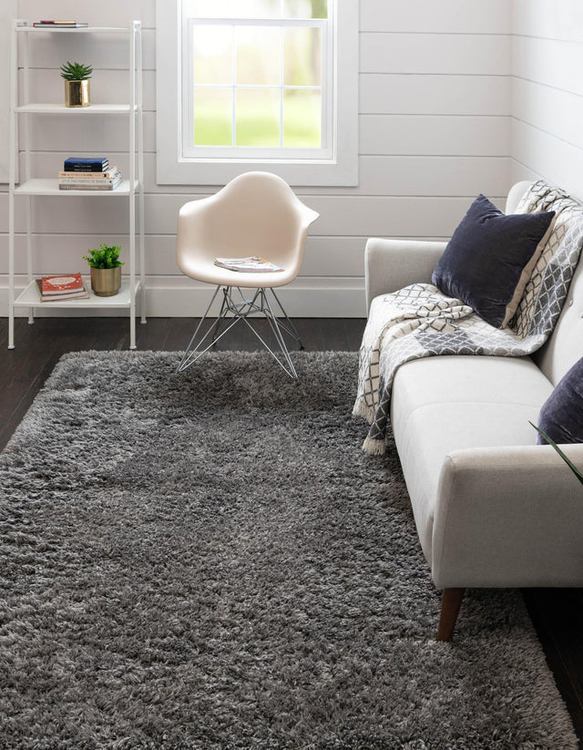 Smoke 4' 1 x 6' 1 Infinity Shag Rectangle Area Rug Thick Soft Touch Fluffy & Plush Shaggy Pile 100% Polypropylene With Jute Backing Solid Color Minimalist Carpet for Sale at Rug Engine