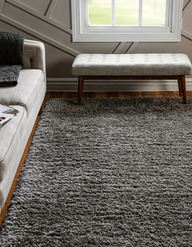 Smoke 4' 1 x 6' 1 Infinity Shag Rectangle Area Rug Thick Soft Touch Fluffy & Plush Shaggy Pile 100% Polypropylene With Jute Backing Solid Color Minimalist Carpet for Sale at Rug Engine