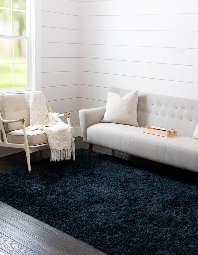 Cobalt 4' 1 x 6' 1 Infinity Shag Rectangle Area Rug Thick Soft Touch Fluffy & Plush Shaggy Pile 100% Polypropylene With Jute Backing Solid Color Minimalist Carpet for Sale at Rug Engine