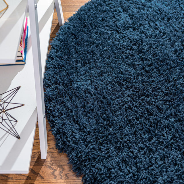 Cobalt 6' 7 x 6' 7 Infinity Shag Round Area Rug Thick Soft Touch Fluffy & Plush Shaggy Pile 100% Polypropylene With Jute Backing Solid Color Minimalist Carpet for Sale at Rug Engine