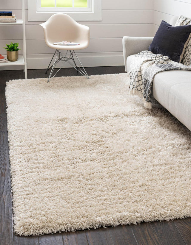 Linen 9' x 12' Infinity Shag Rectangle Area Rug Thick Soft Touch Fluffy & Plush Shaggy Pile 100% Polypropylene With Jute Backing Solid Color Minimalist Carpet for Sale at Rug Engine
