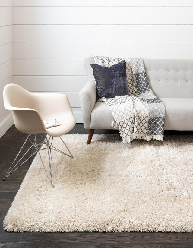 Linen 8' x 10' Infinity Shag Rectangle Area Rug Thick Soft Touch Fluffy & Plush Shaggy Pile 100% Polypropylene With Jute Backing Solid Color Minimalist Carpet for Sale at Rug Engine