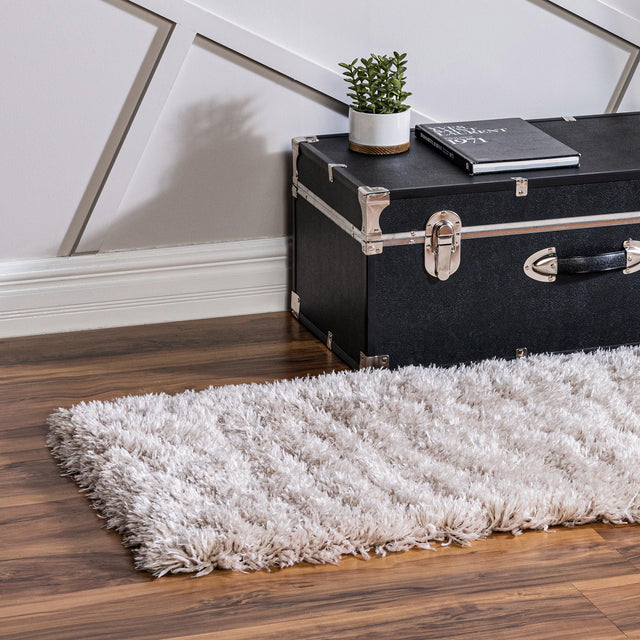 Linen 2' 7 x 10' Infinity Shag Runner Area Rug Thick Soft Touch Fluffy & Plush Shaggy Pile 100% Polypropylene With Jute Backing Solid Color Minimalist Carpet for Sale at Rug Engine