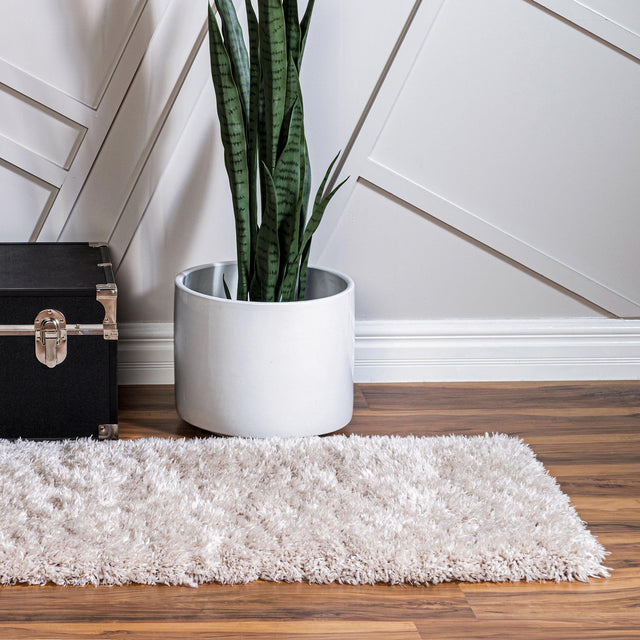 Linen 2' 7 x 10' Infinity Shag Runner Area Rug Thick Soft Touch Fluffy & Plush Shaggy Pile 100% Polypropylene With Jute Backing Solid Color Minimalist Carpet for Sale at Rug Engine