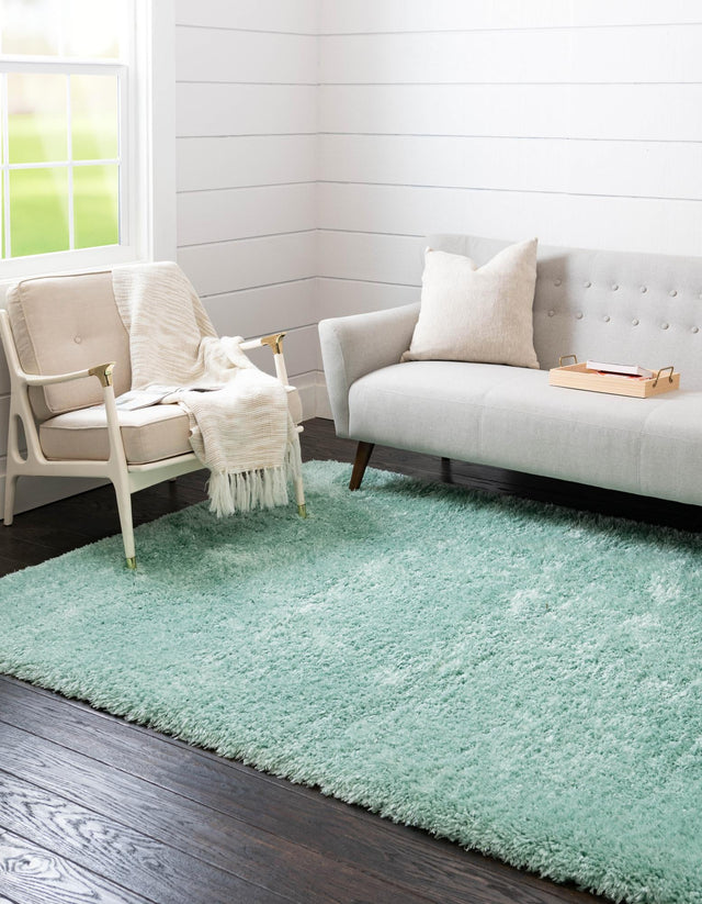 Cyan 3' 3 x 5' 3 Infinity Shag Rectangle Area Rug Thick Soft Touch Fluffy & Plush Shaggy Pile 100% Polypropylene With Jute Backing Solid Color Minimalist Carpet for Sale at Rug Engine