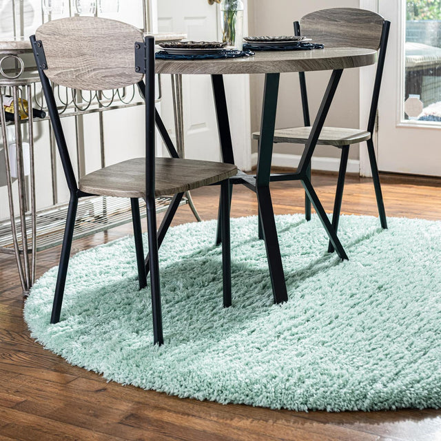 Cyan 4' 1 x 4' 1 Infinity Shag Round Area Rug Thick Soft Touch Fluffy & Plush Shaggy Pile 100% Polypropylene With Jute Backing Solid Color Minimalist Carpet for Sale at Rug Engine