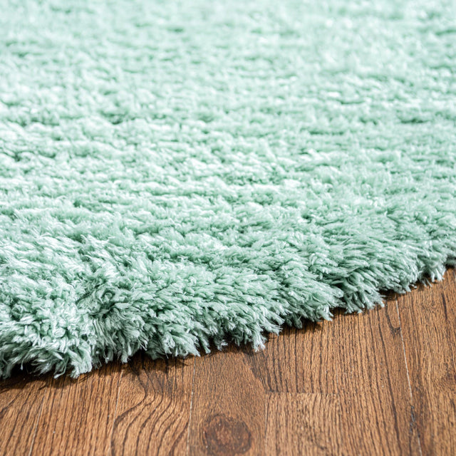 Cyan 6' 1 x 6' 1 Infinity Shag Round Area Rug Thick Soft Touch Fluffy & Plush Shaggy Pile 100% Polypropylene With Jute Backing Solid Color Minimalist Carpet for Sale at Rug Engine