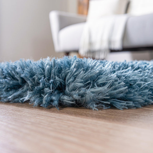 Aegean Blue 9' x 12' Infinity Shag Rectangle Area Rug Thick Soft Touch Fluffy & Plush Shaggy Pile 100% Polypropylene With Jute Backing Solid Color Minimalist Carpet for Sale at Rug Engine