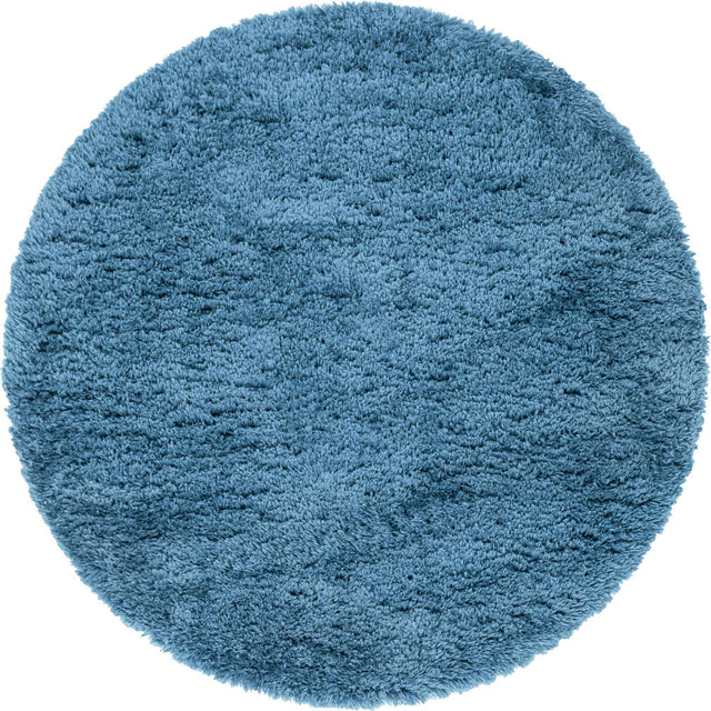 Aegean Blue 6' 7 x 6' 7 Infinity Shag Round Area Rug Thick Soft Touch Fluffy & Plush Shaggy Pile 100% Polypropylene With Jute Backing Solid Color Minimalist Carpet for Sale at Rug Engine