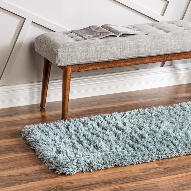 Slate Blue 2' 7 x 13' 1 Infinity Shag Runner Area Rug Thick Soft Touch Fluffy & Plush Shaggy Pile 100% Polypropylene With Jute Backing Solid Color Minimalist Carpet for Sale at Rug Engine