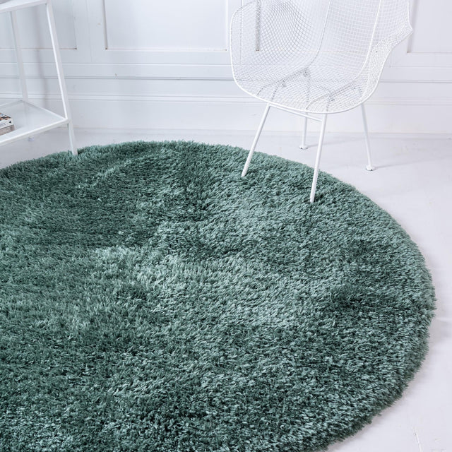 Forest Green 6' 7 x 6' 7 Infinity Shag Round Area Rug Thick Soft Touch Fluffy & Plush Shaggy Pile 100% Polypropylene With Jute Backing Solid Color Minimalist Carpet for Sale at Rug Engine