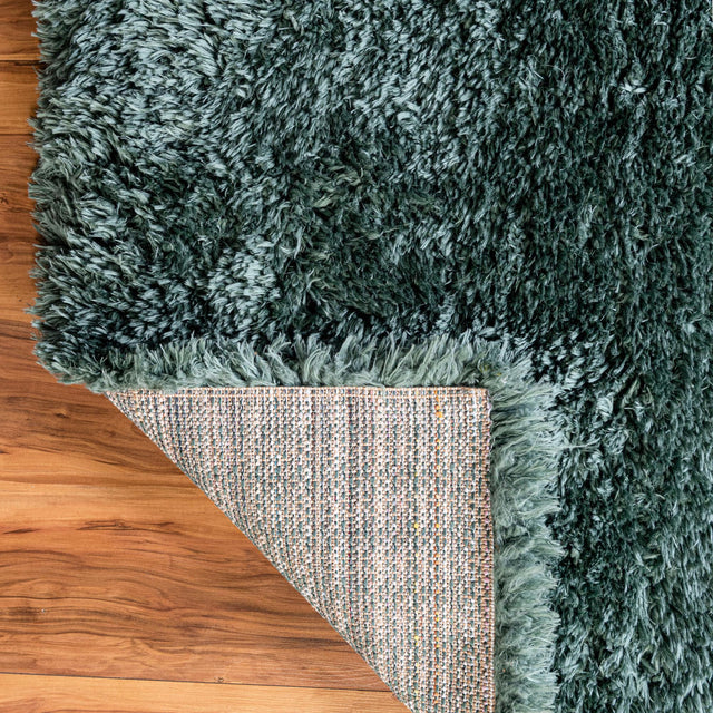 Forest Green 2' x 6' 5 Infinity Shag Runner Area Rug Thick Soft Touch Fluffy & Plush Shaggy Pile 100% Polypropylene With Jute Backing Solid Color Minimalist Carpet for Sale at Rug Engine