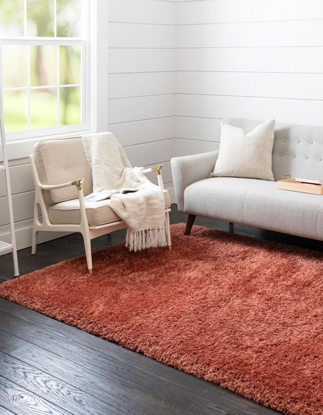 Vintage Rose 5' 1 x 8' Infinity Shag Rectangle Area Rug Thick Soft Touch Fluffy & Plush Shaggy Pile 100% Polypropylene With Jute Backing Solid Color Minimalist Carpet for Sale at Rug Engine