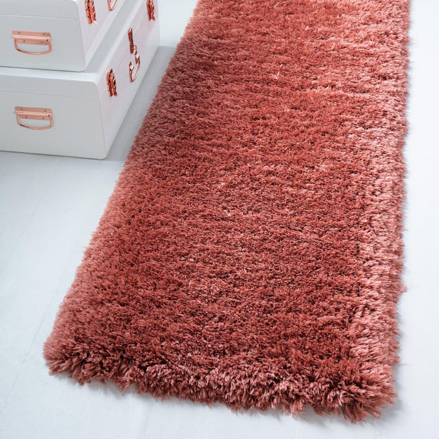 Vintage Rose 2' 7 x 13' 1 Infinity Shag Runner Area Rug Thick Soft Touch Fluffy & Plush Shaggy Pile 100% Polypropylene With Jute Backing Solid Color Minimalist Carpet for Sale at Rug Engine