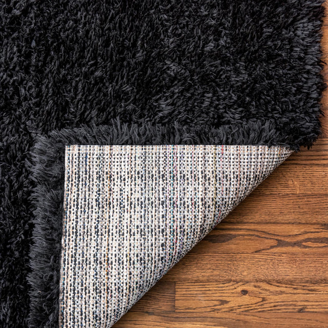 Onyx Black 2' x 6' 5 Infinity Shag Runner Area Rug Thick Soft Touch Fluffy & Plush Shaggy Pile 100% Polypropylene With Jute Backing Solid Color Minimalist Carpet for Sale at Rug Engine