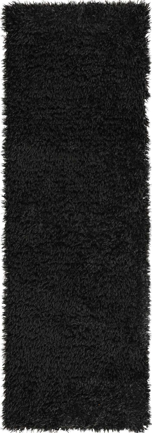 Onyx Black 2' x 6' 5 Infinity Shag Runner Area Rug Thick Soft Touch Fluffy & Plush Shaggy Pile 100% Polypropylene With Jute Backing Solid Color Minimalist Carpet for Sale at Rug Engine
