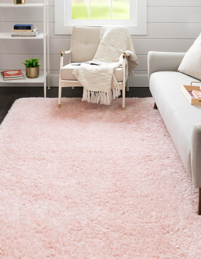 Pink Lace 9' x 12' Infinity Shag Rectangle Area Rug Thick Soft Touch Fluffy & Plush Shaggy Pile 100% Polypropylene With Jute Backing Solid Color Minimalist Carpet for Sale at Rug Engine