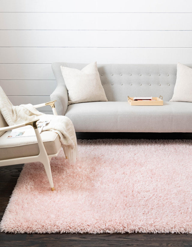 Pink Lace 9' x 12' Infinity Shag Rectangle Area Rug Thick Soft Touch Fluffy & Plush Shaggy Pile 100% Polypropylene With Jute Backing Solid Color Minimalist Carpet for Sale at Rug Engine