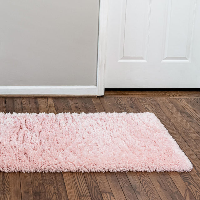 Pink Lace 2' 7 x 13' 1 Infinity Shag Runner Area Rug Thick Soft Touch Fluffy & Plush Shaggy Pile 100% Polypropylene With Jute Backing Solid Color Minimalist Carpet for Sale at Rug Engine