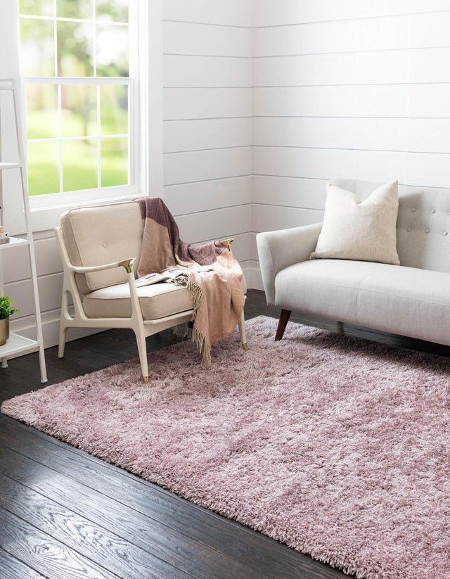 Lavender 6' 1 x 9' Infinity Shag Rectangle Area Rug Thick Soft Touch Fluffy & Plush Shaggy Pile 100% Polypropylene With Jute Backing Solid Color Minimalist Carpet for Sale at Rug Engine