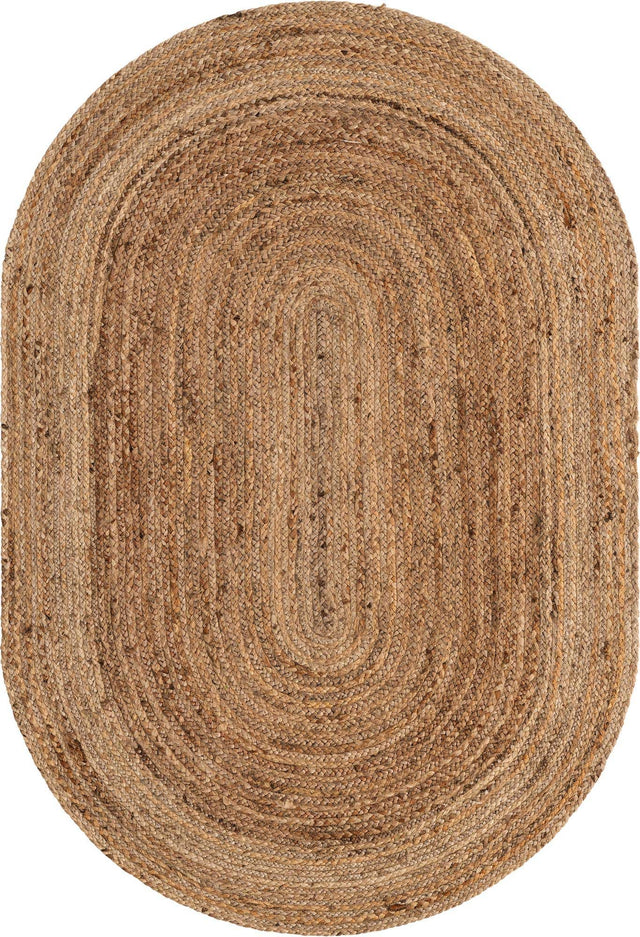 Natural 4' 1 x 6' 1 Braided Jute Oval Area Rug 100% Jute Hand Braided Natural Eco-Friendly Boho Style Carpet for Living Rooms Dining Office Space Dorms for Sale at Rug Engine