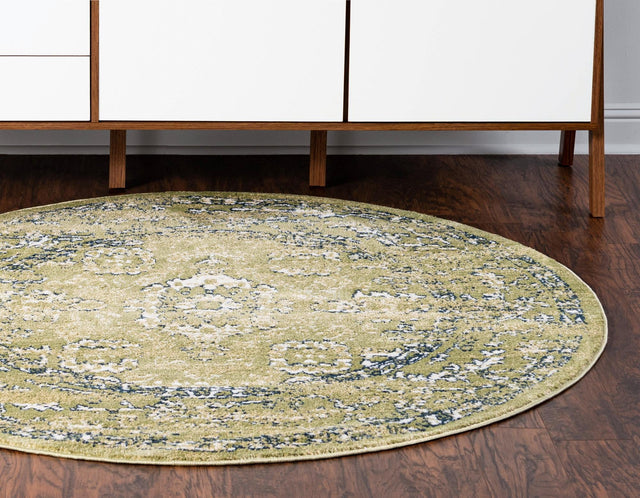 Green 5' 1 x 5' 1 Sumter Round Area Rug Contemporary Durable Easy Clean Carpet for Bedrooms, Living Areas, Dining, Office, Dorms for Sale at Rug Engine