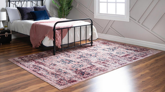 Pink 5' 1 x 8' Sumter Rectangle Area Rug Contemporary Durable Easy Clean Carpet for Bedrooms, Living Areas, Dining, Office, Dorms for Sale at Rug Engine