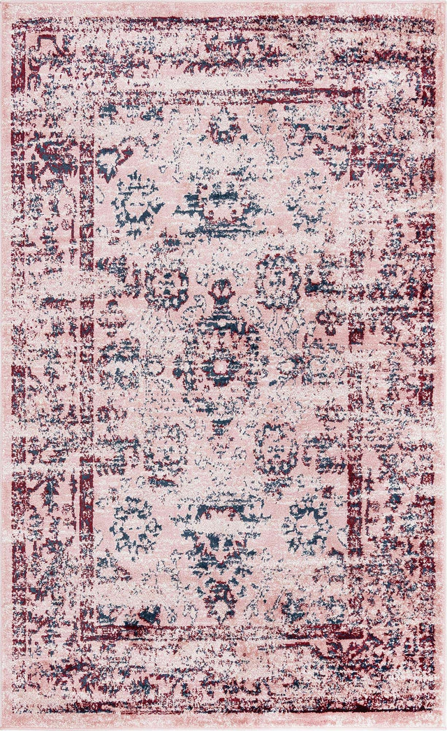 Pink 5' 1 x 8' Sumter Rectangle Area Rug Contemporary Durable Easy Clean Carpet for Bedrooms, Living Areas, Dining, Office, Dorms for Sale at Rug Engine