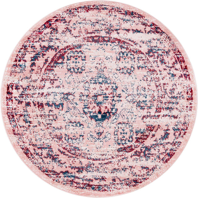 Pink 5' 1 x 5' 1 Sumter Round Area Rug Contemporary Durable Easy Clean Carpet for Bedrooms, Living Areas, Dining, Office, Dorms for Sale at Rug Engine