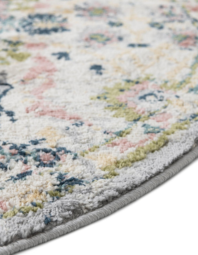 Ivory 5' 1 x 5' 1 Sumter Round Area Rug Contemporary Durable Easy Clean Carpet for Bedrooms, Living Areas, Dining, Office, Dorms for Sale at Rug Engine