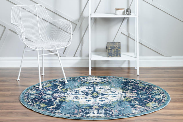 Navy Blue 5' 1 x 5' 1 Sumter Round Area Rug Contemporary Durable Easy Clean Carpet for Bedrooms, Living Areas, Dining, Office, Dorms for Sale at Rug Engine