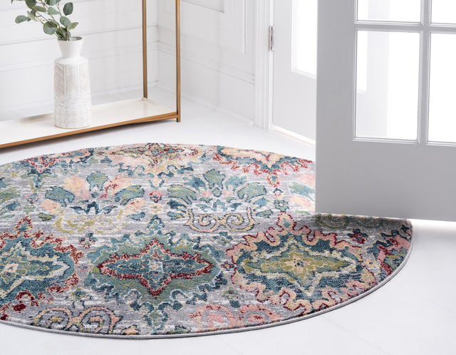 Multicolor 8' x 8' Sumter Round Area Rug Contemporary Durable Easy Clean Carpet for Bedrooms, Living Areas, Dining, Office, Dorms for Sale at Rug Engine