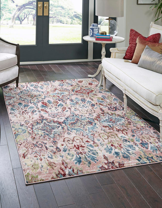 Pink 4' 1 x 6' 1 Sumter Rectangle Area Rug Contemporary Durable Easy Clean Carpet for Bedrooms, Living Areas, Dining, Office, Dorms for Sale at Rug Engine