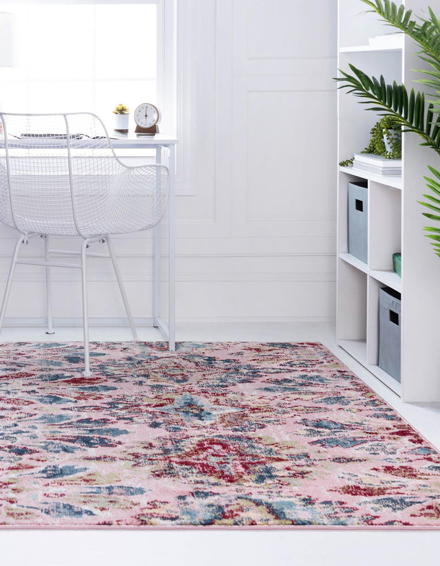 Pink 4' 1 x 6' 1 Sumter Rectangle Area Rug Contemporary Durable Easy Clean Carpet for Bedrooms, Living Areas, Dining, Office, Dorms for Sale at Rug Engine