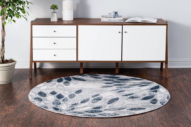 Gray 5' 1 x 5' 1 Sumter Round Area Rug Contemporary Durable Easy Clean Carpet for Bedrooms, Living Areas, Dining, Office, Dorms for Sale at Rug Engine