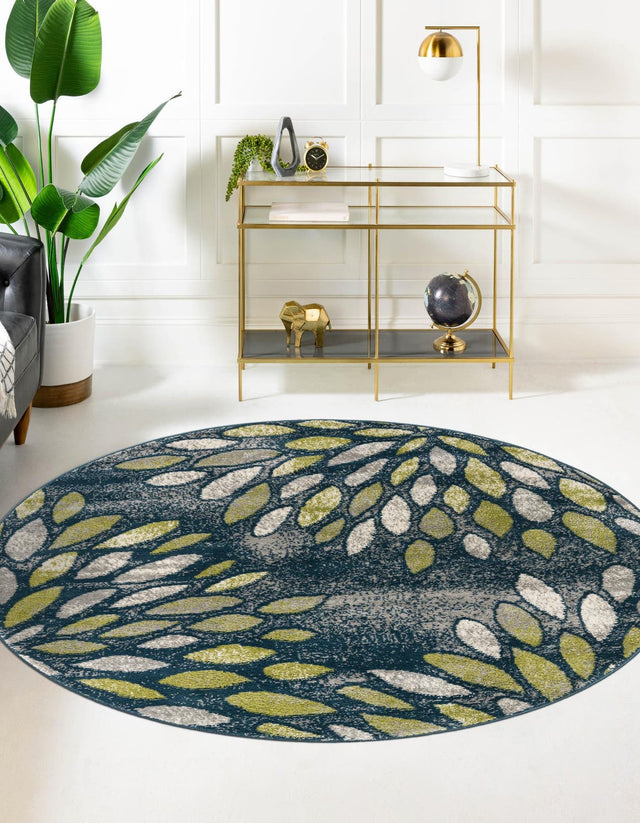 Navy Blue 5' 1 x 5' 1 Sumter Round Area Rug Contemporary Durable Easy Clean Carpet for Bedrooms, Living Areas, Dining, Office, Dorms for Sale at Rug Engine