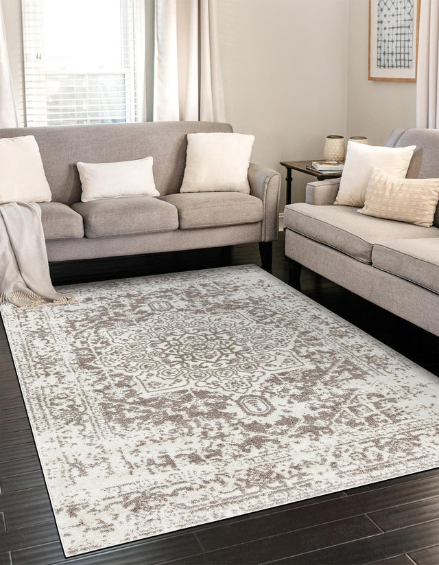 White 7' 1 x 10' Richmond Rectangle Area Rug Vintage Distressed Look Traditional Design Carpet for Unique Home Interior Design for Sale at Rug Engine