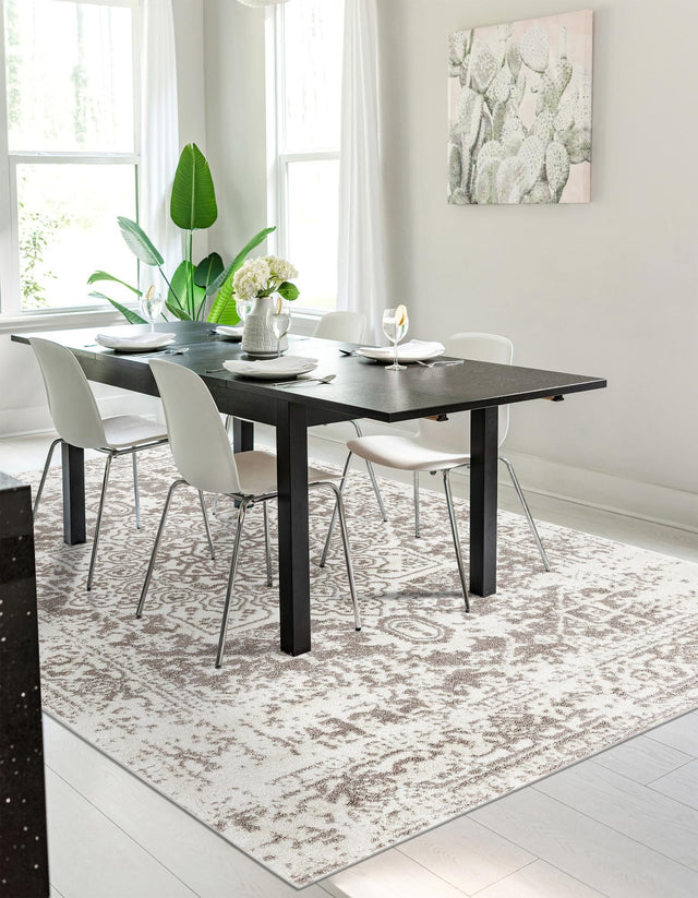 White 6' 1 x 9' Richmond Rectangle Area Rug Vintage Distressed Look Traditional Design Carpet for Unique Home Interior Design for Sale at Rug Engine