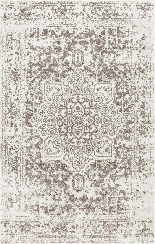 White 5' 3 x 8' Richmond Rectangle Area Rug Vintage Distressed Look Traditional Design Carpet for Unique Home Interior Design for Sale at Rug Engine