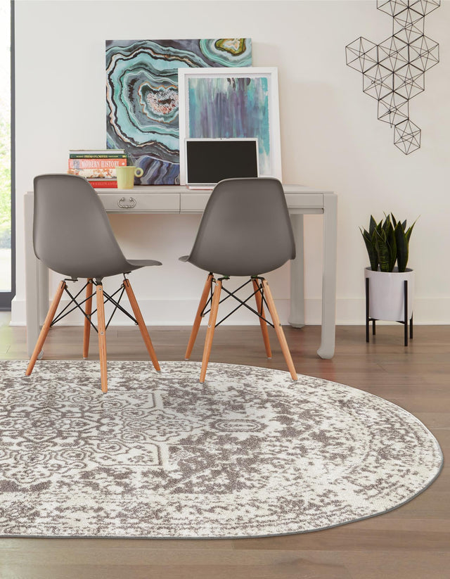 White 3' 1 x 5' 3 Richmond Oval Area Rug Vintage Distressed Look Traditional Design Carpet for Unique Home Interior Design for Sale at Rug Engine