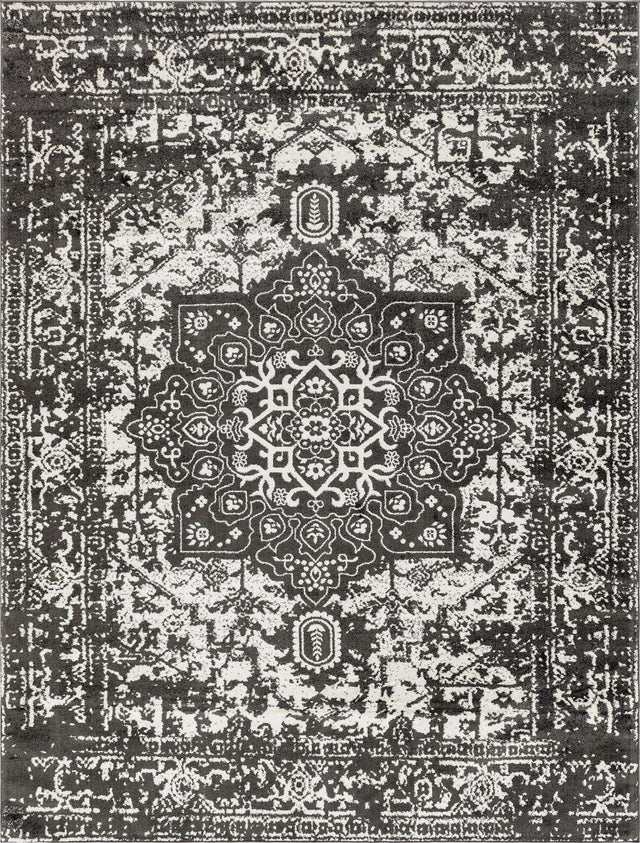Dark Gray 10' x 13' 1 Richmond Rectangle Area Rug Vintage Distressed Look Traditional Design Carpet for Unique Home Interior Design for Sale at Rug Engine