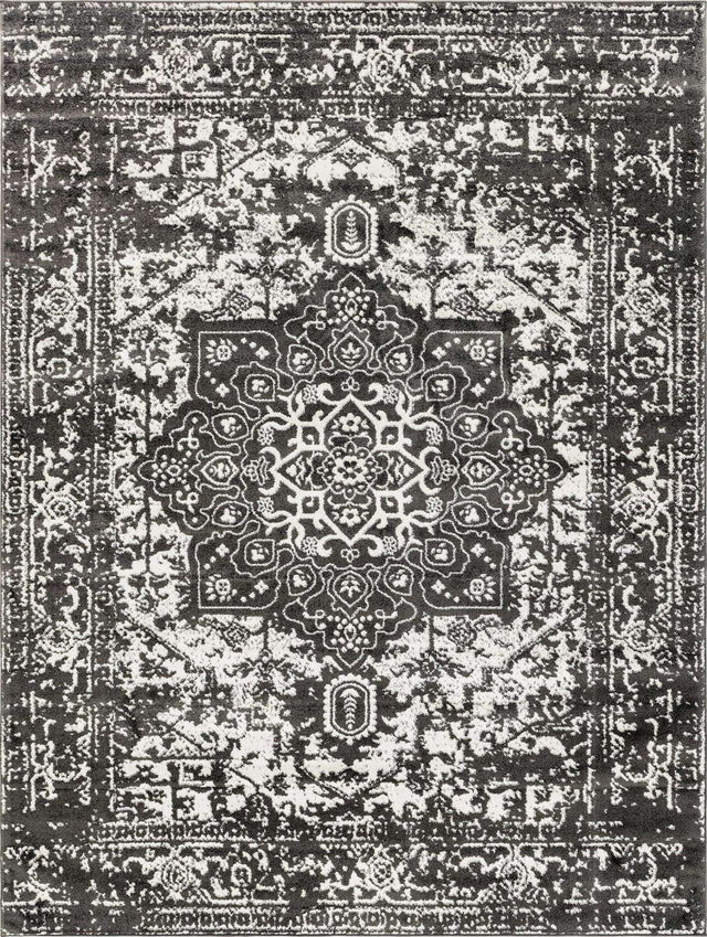 Dark Gray 9' x 12' Richmond Rectangle Area Rug Vintage Distressed Look Traditional Design Carpet for Unique Home Interior Design for Sale at Rug Engine