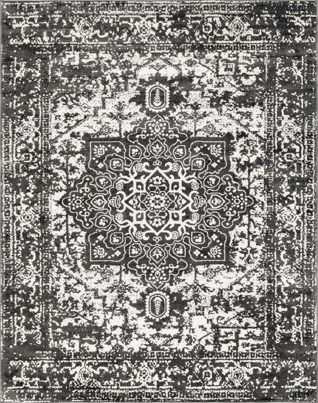 Dark Gray 7' 10 x 10' Richmond Rectangle Area Rug Vintage Distressed Look Traditional Design Carpet for Unique Home Interior Design for Sale at Rug Engine
