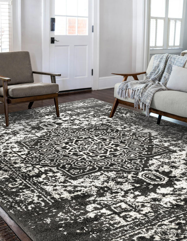Dark Gray 10' x 14' 1 Richmond Rectangle Area Rug Vintage Distressed Look Traditional Design Carpet for Unique Home Interior Design for Sale at Rug Engine