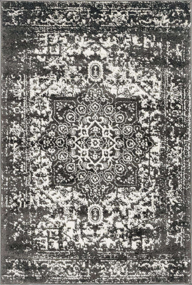 Dark Gray 4' 1 x 6' 1 Richmond Rectangle Area Rug Vintage Distressed Look Traditional Design Carpet for Unique Home Interior Design for Sale at Rug Engine