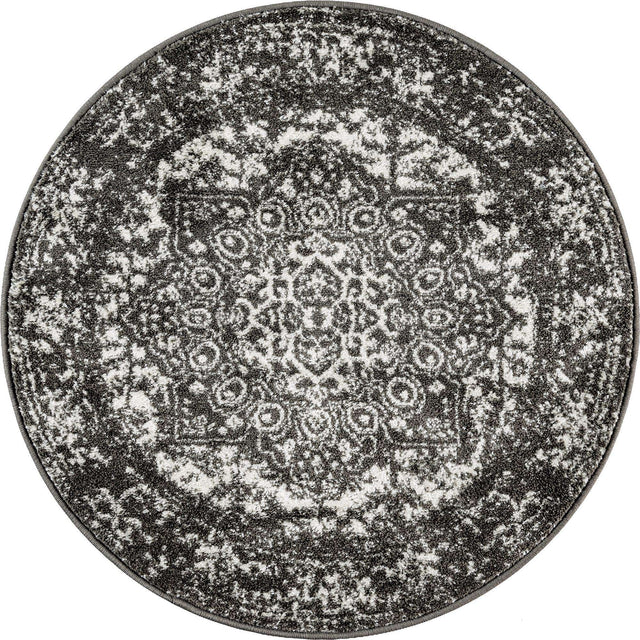 Dark Gray 3' 1 x 3' 1 Richmond Round Area Rug Vintage Distressed Look Traditional Design Carpet for Unique Home Interior Design for Sale at Rug Engine